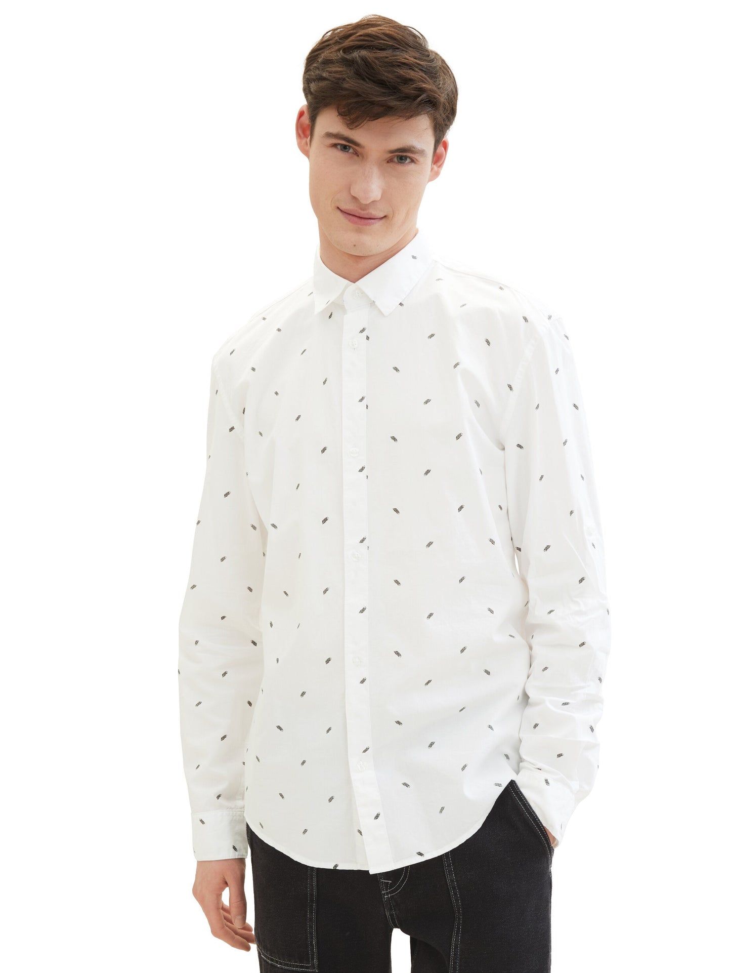 printed poplin shirt (White Black Mi)