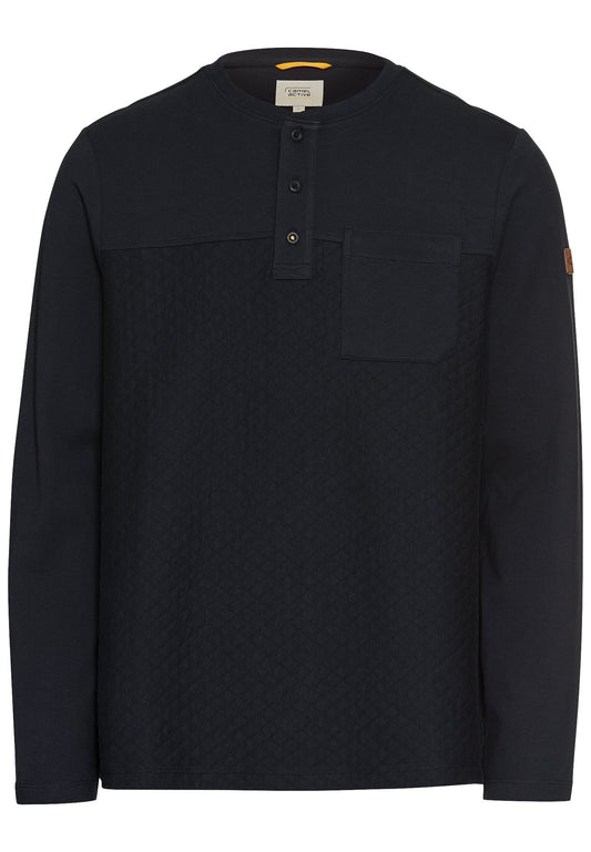 Langarm Henley mit Brusttasche (Dark Navy)