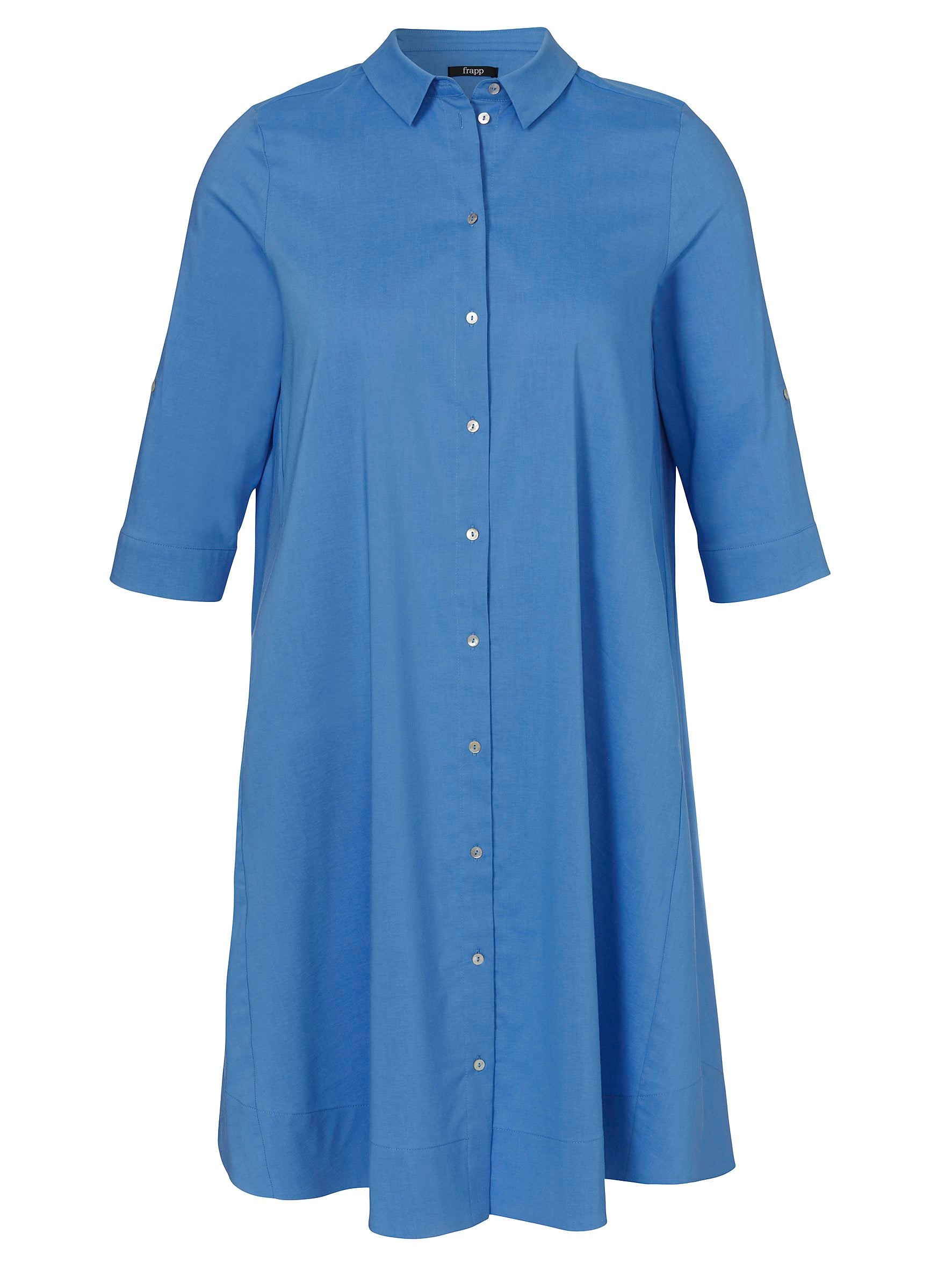 Kleid Hemdkragen 3/4 Arm (Blue)