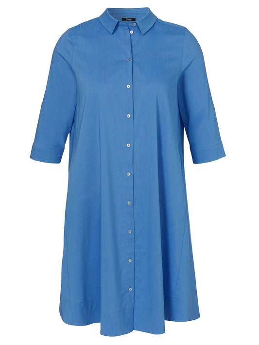 Kleid Hemdkragen 3/4 Arm (Blue)