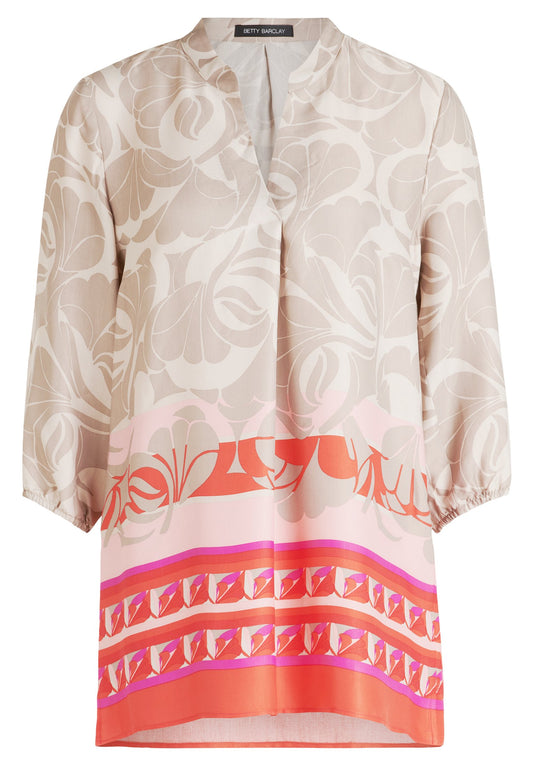 Schlupfbluse (Taupe/red)