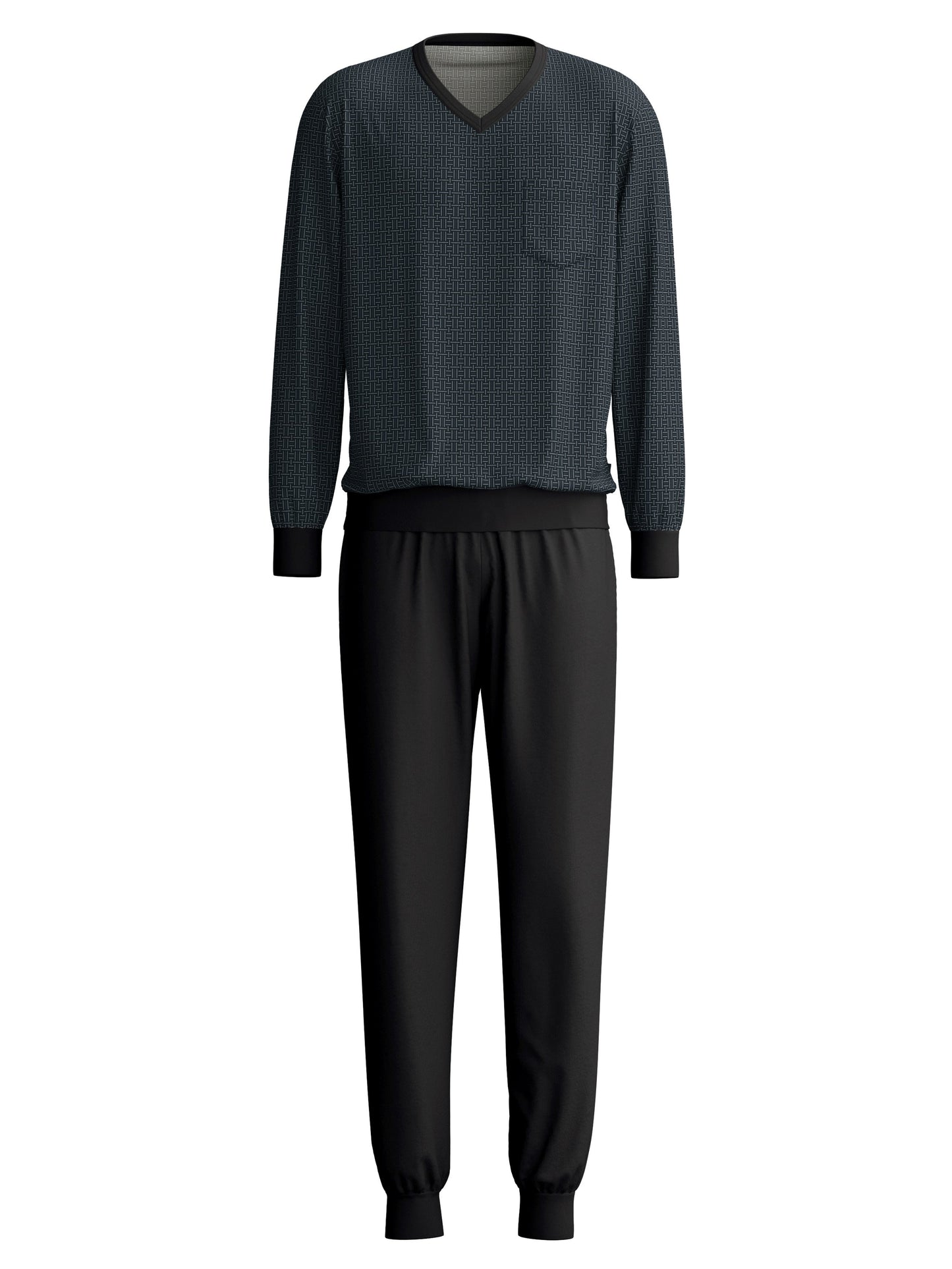 HERREN Pyjama mit Bündchen (Schwarz)