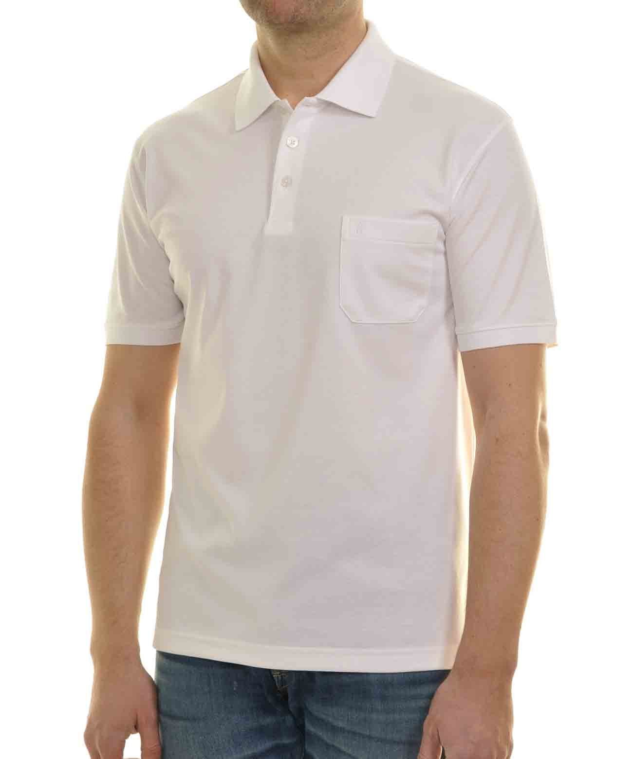Softknit-Polo mit Brusttasche, kurzarm (Weiss)