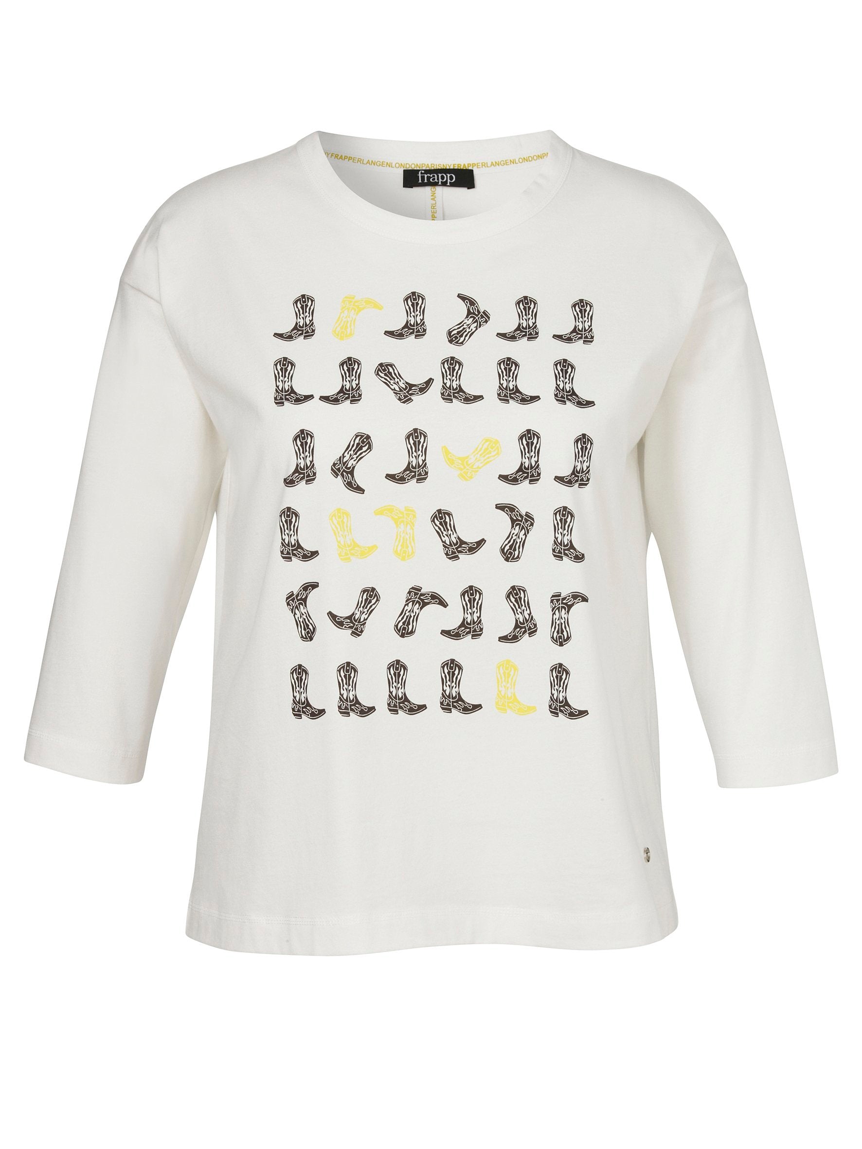 T-Shirt Rundhals 3/4 Arm Motiv (Offwhite Multico)