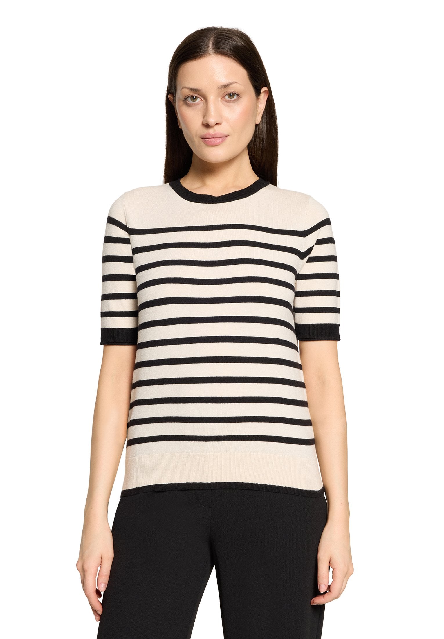 Feinstrickpullover (Patch Black/bei)