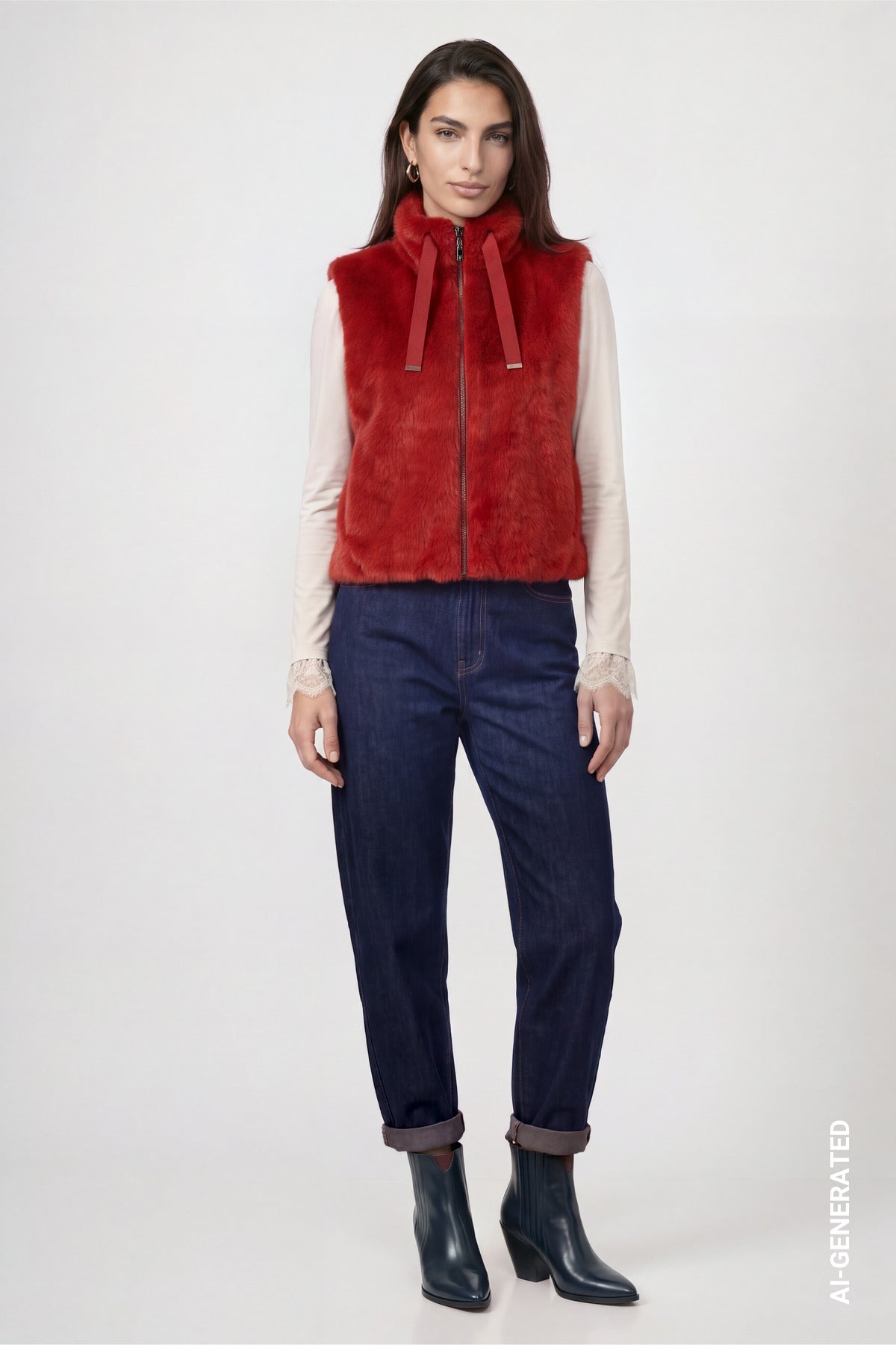 Weste aus Kunstpelz (Autumn Red)