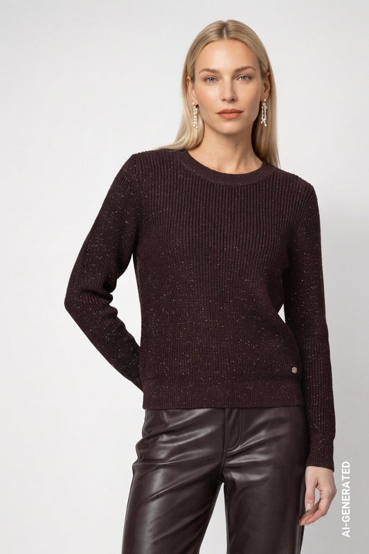 Basic-Strickpullover mit Lurex (Black Coffee)