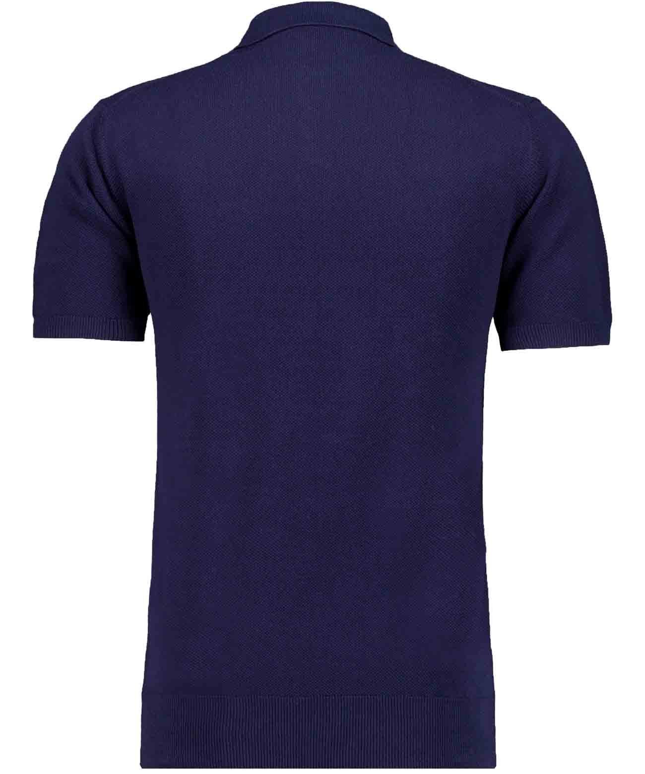 Strick-Pullover Kurzarm, Resortkragen (Marine)