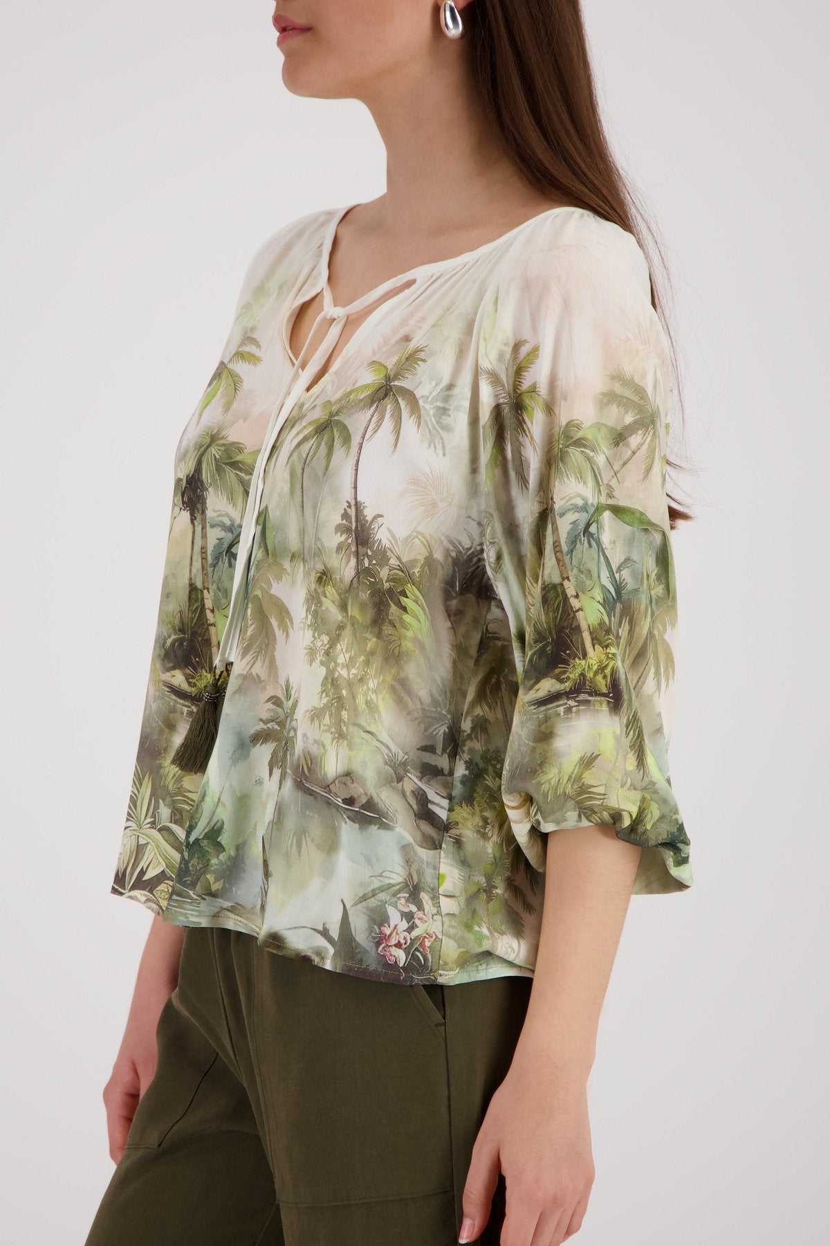 Bluse (Olive Gemustert)