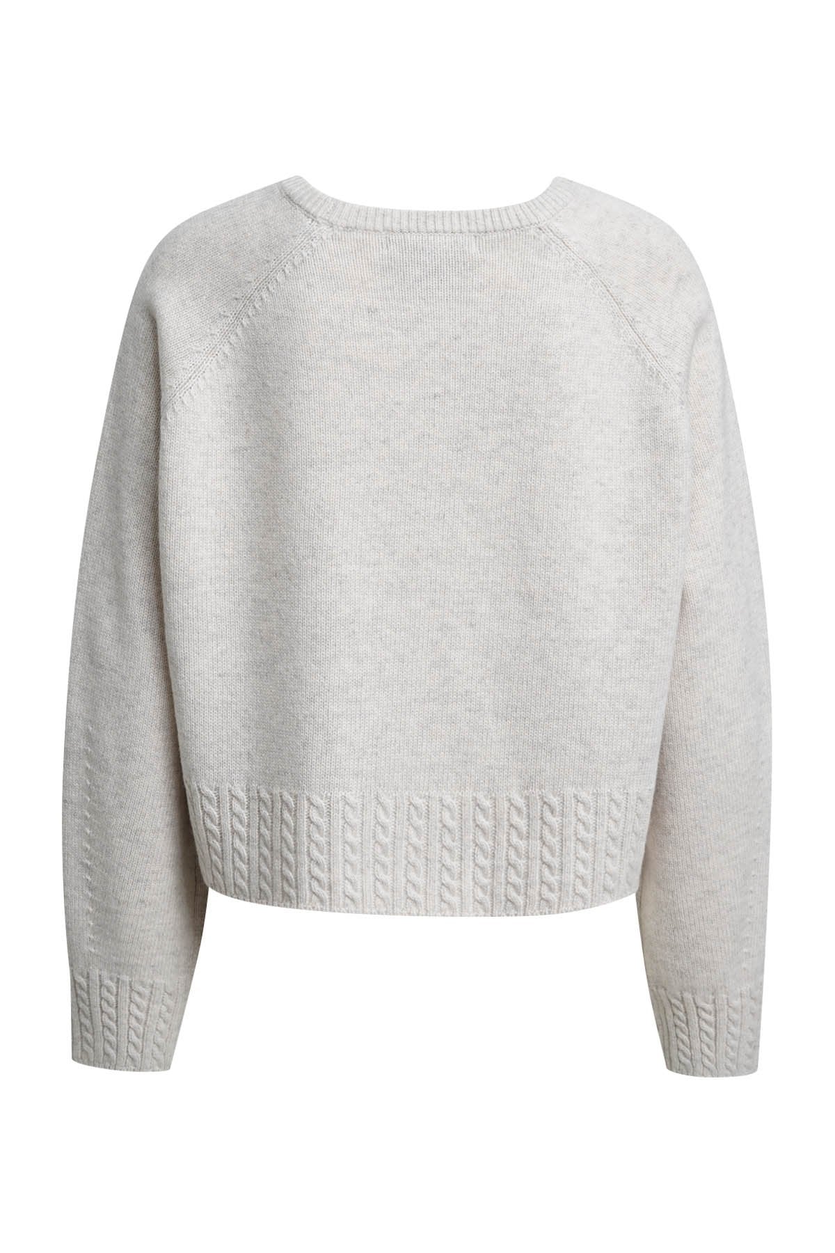Round Neck Pullover Cable Hem (Oat Milk)