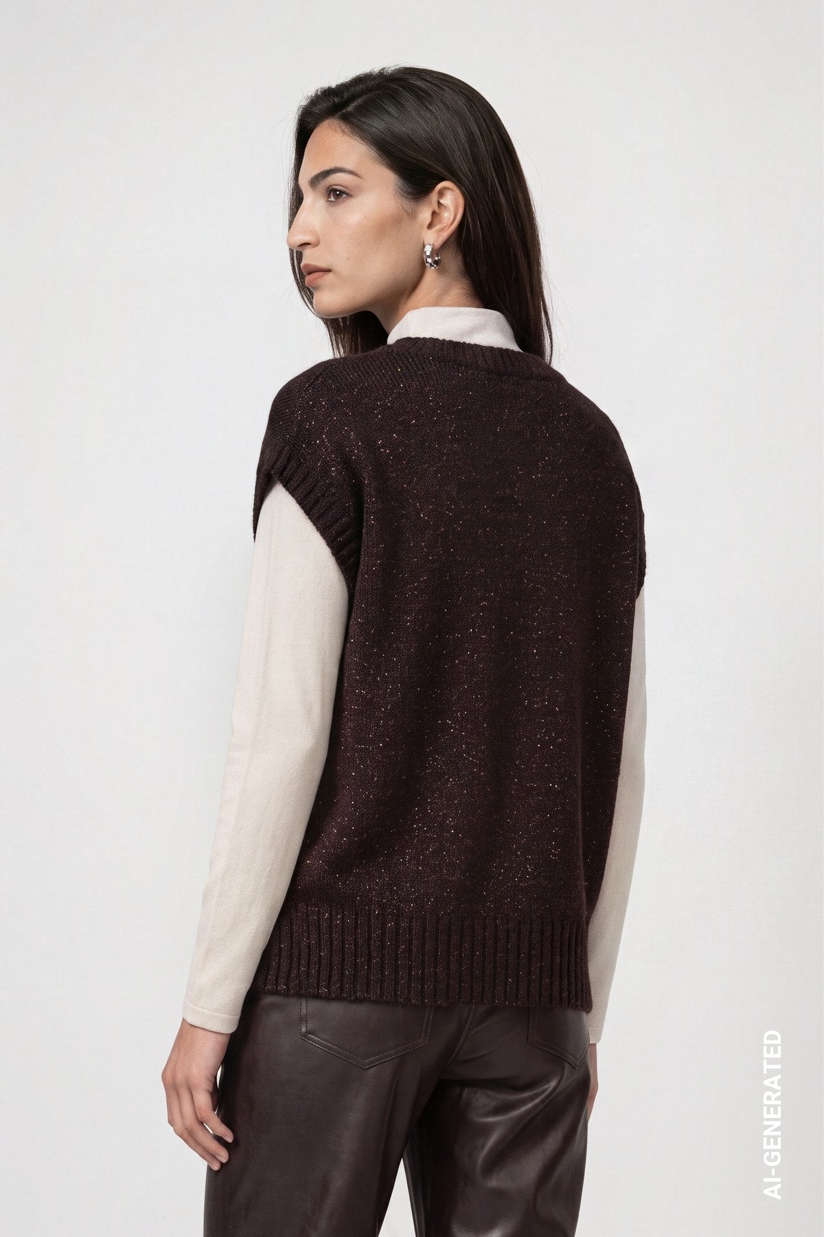 Strickpullunder mit Lurex (Black Coffee)