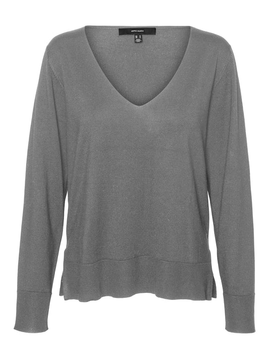 Vmsilje Ls V-neck Pullover Ga Noos (Medium Grey M)