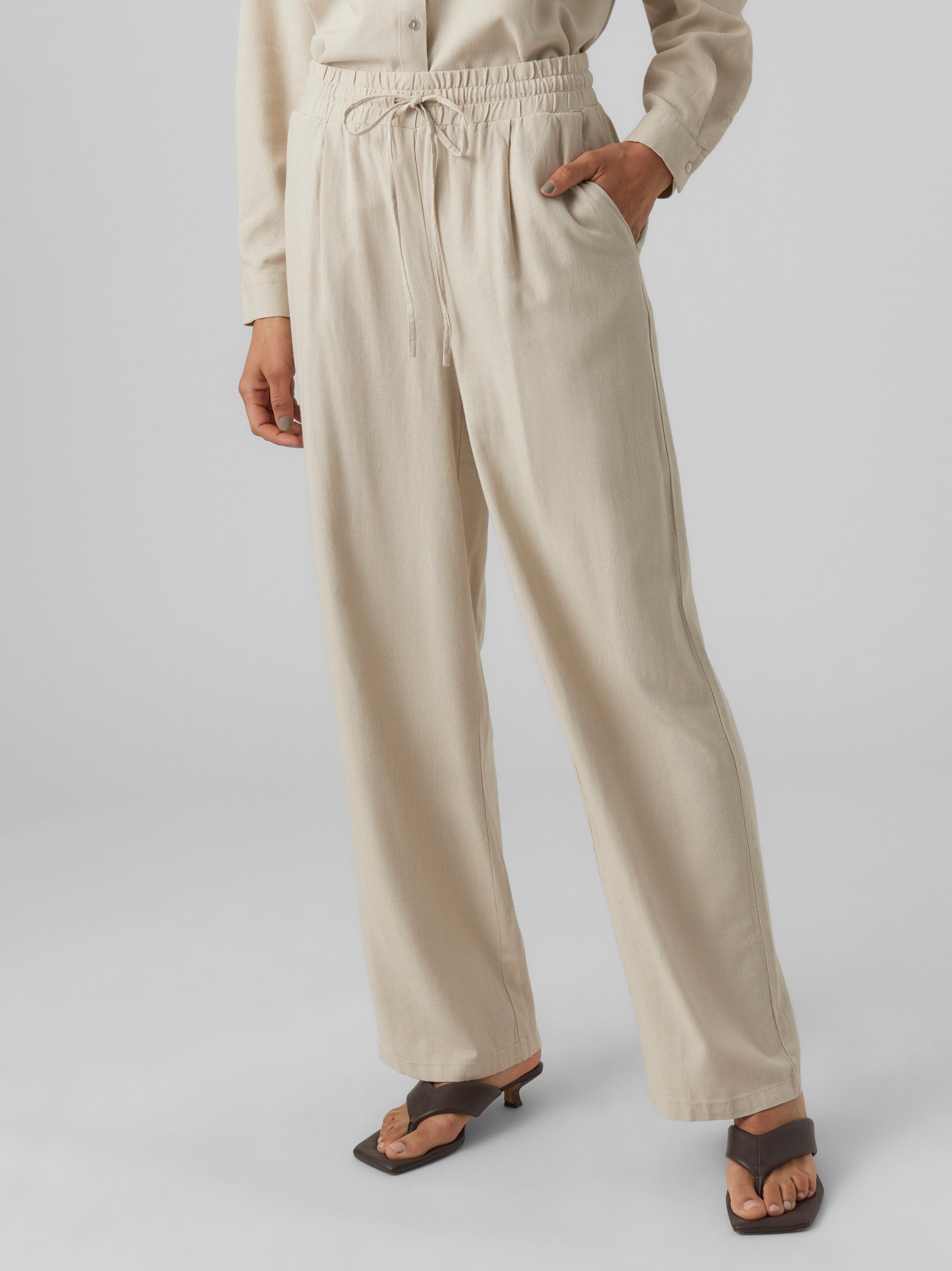 Vmjesmilo Hw Wide Pants Wvn Noos (Silver Lining)