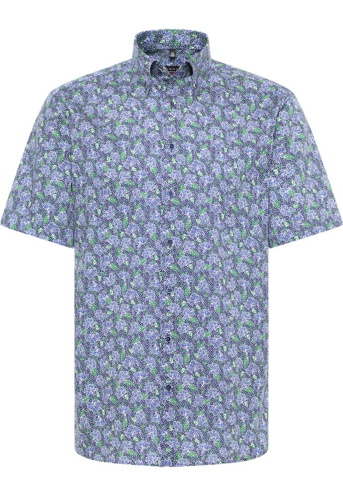 ETERNA bedrucktes Twill-Kurzarmhemd MODERN FIT (Grün)