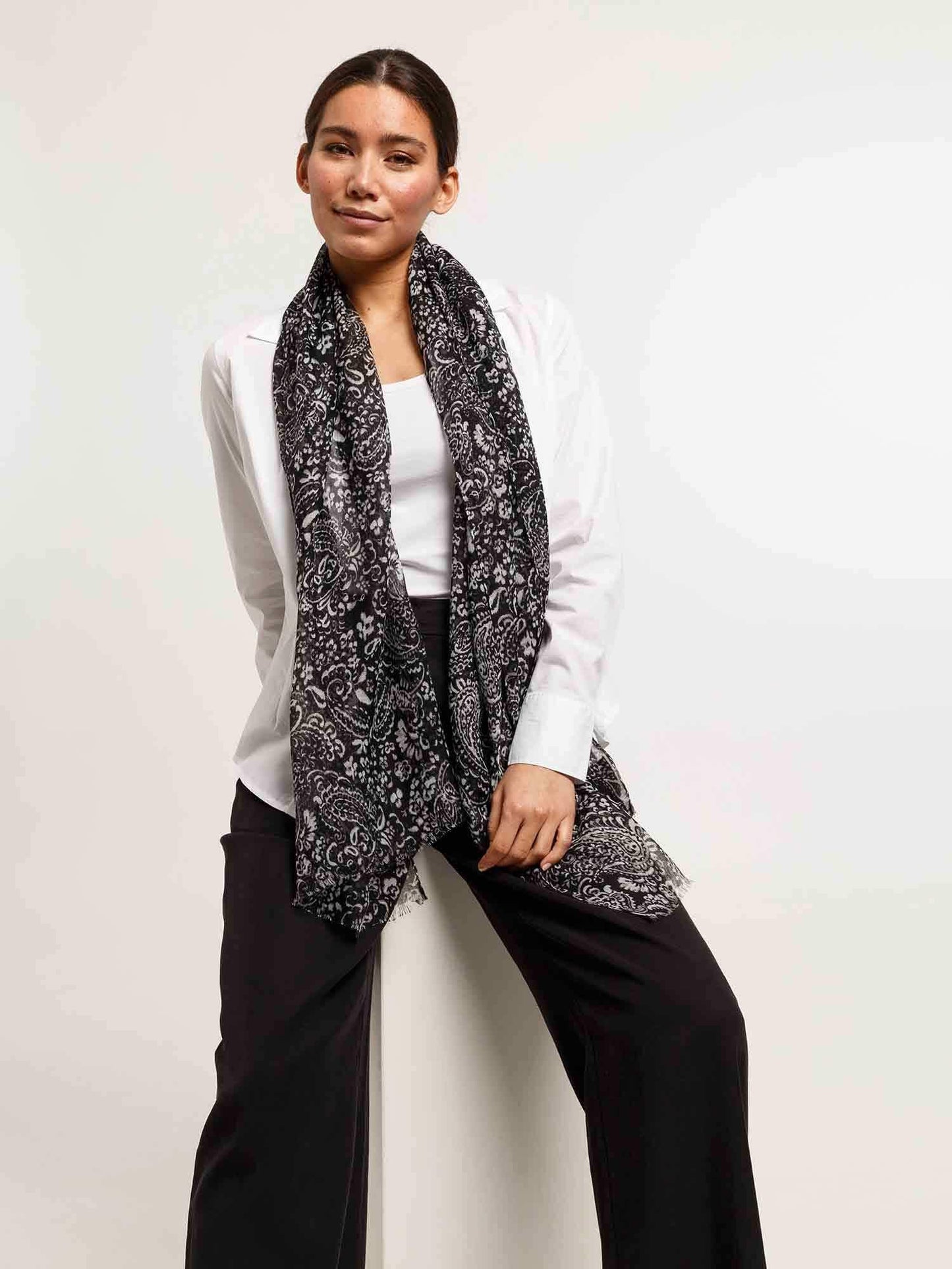 Schal Polyester Schal (Black White)
