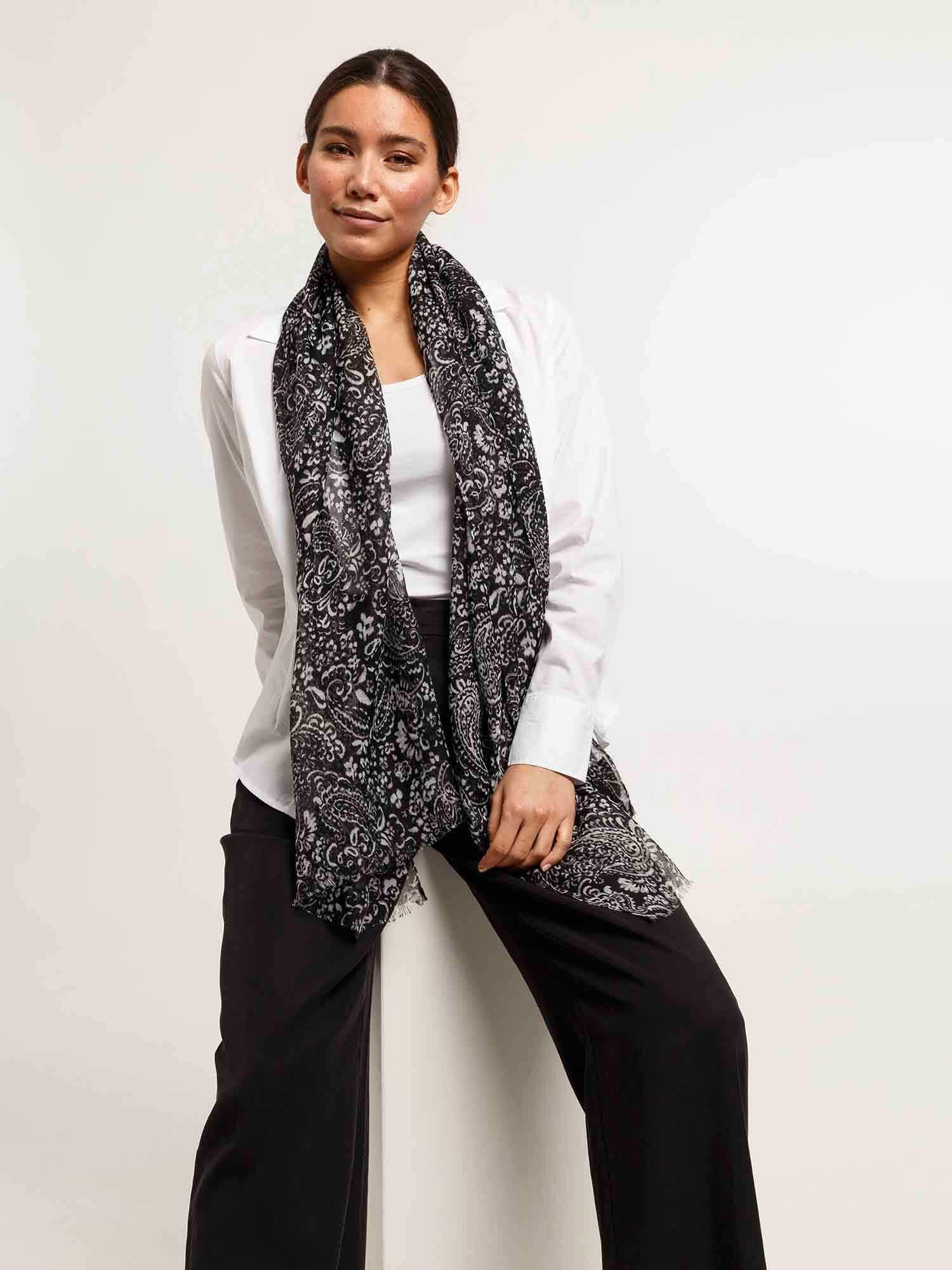 Schal Polyester Schal (Black White)