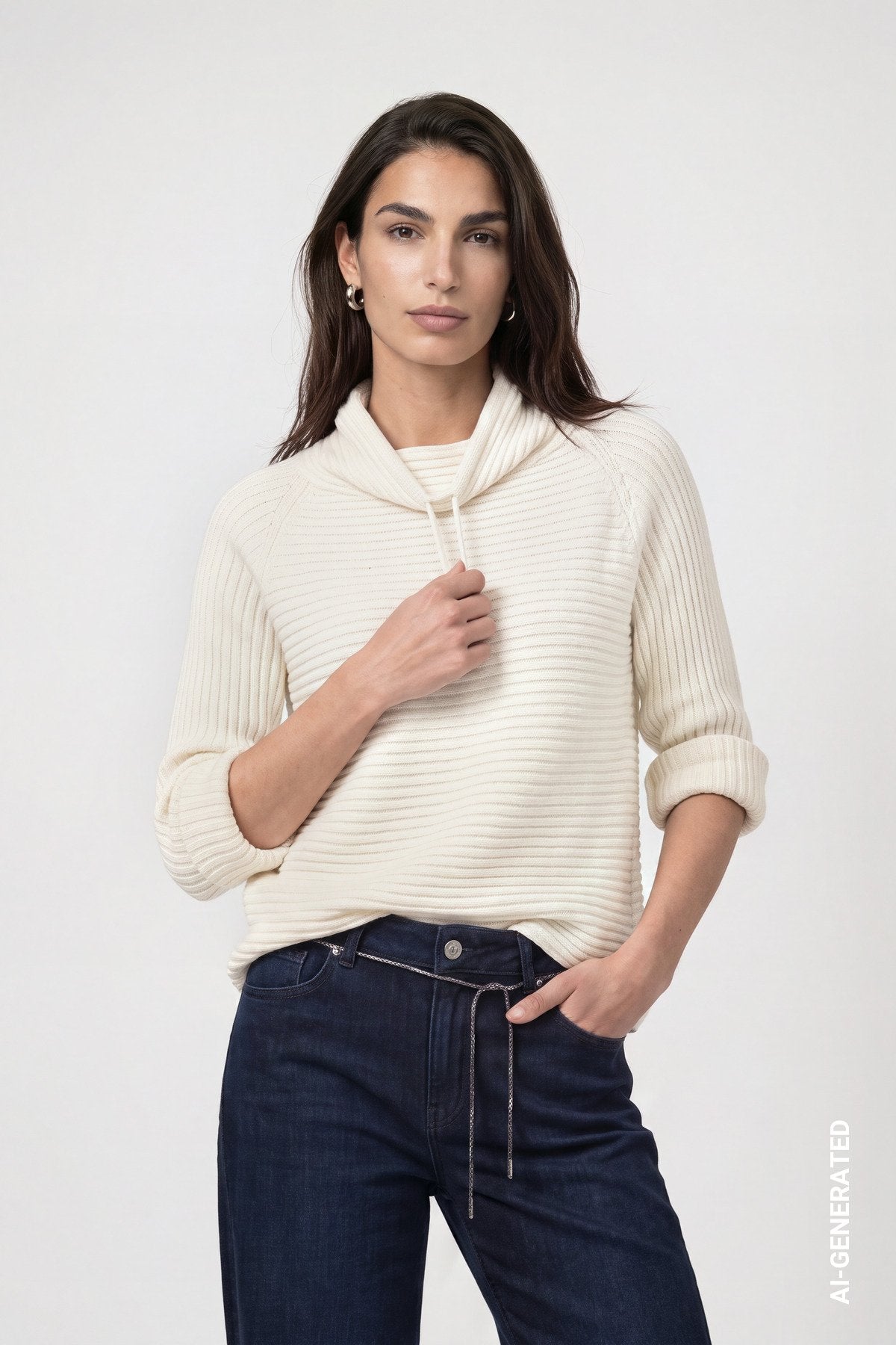 Pullover mit Rippenstruktur (Antique White)