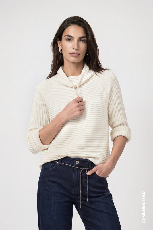 Pullover mit Rippenstruktur (Antique White)