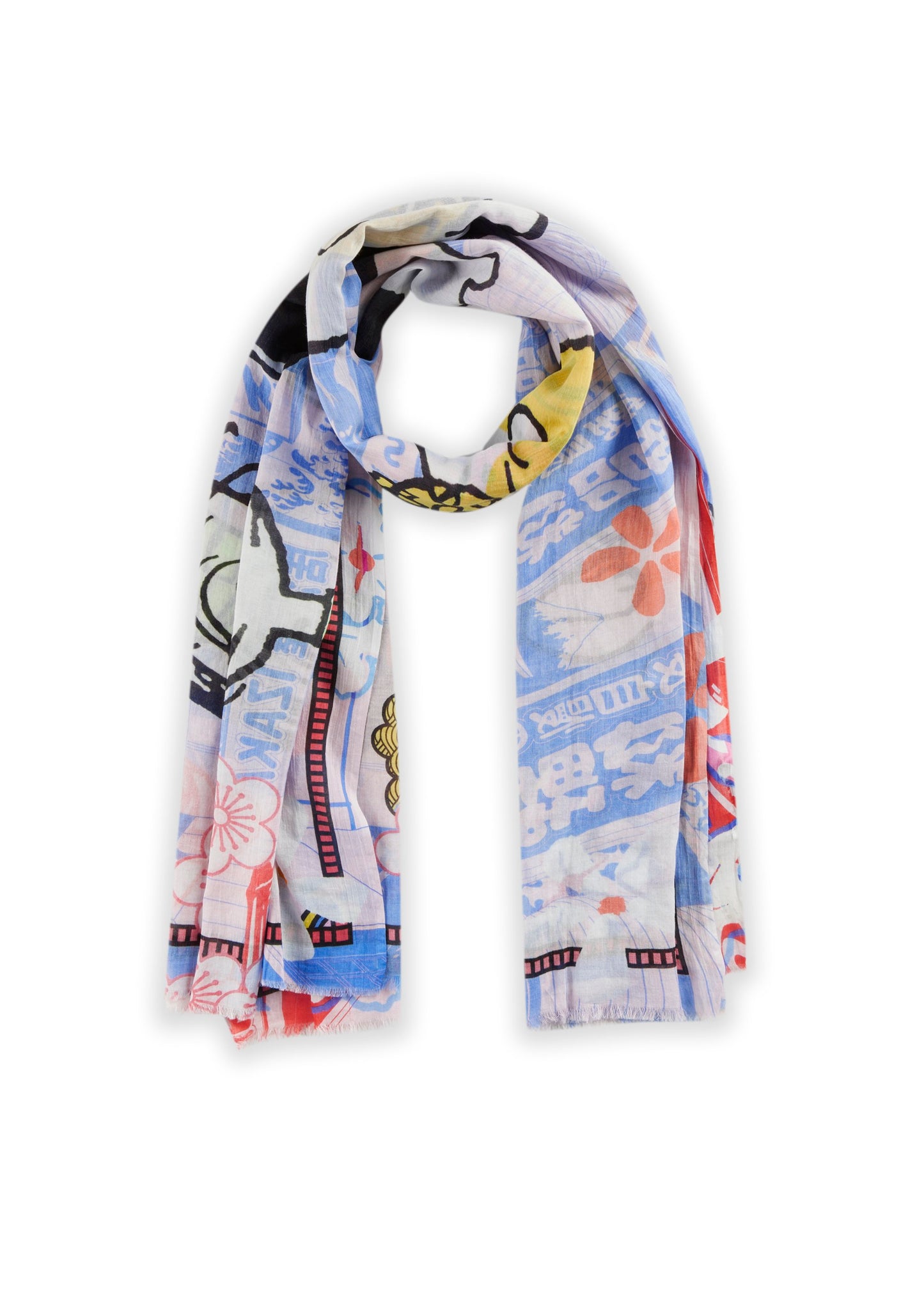 Schal aus Organic Cotton mit Peanuts-Muster (Blu2 Blau)