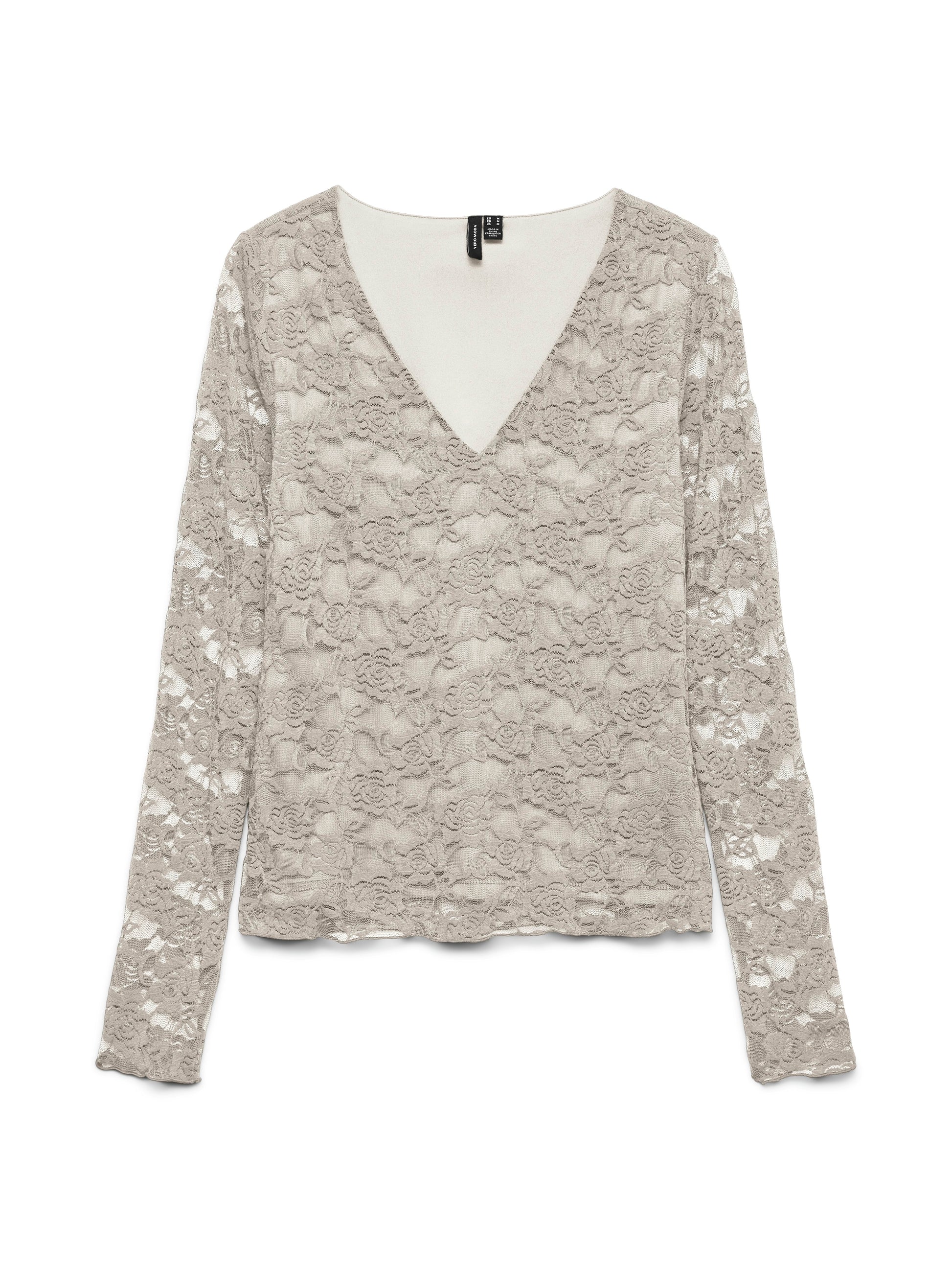 Vmiben Ls V-neck Top Jrs Noos (Pumice Stone)