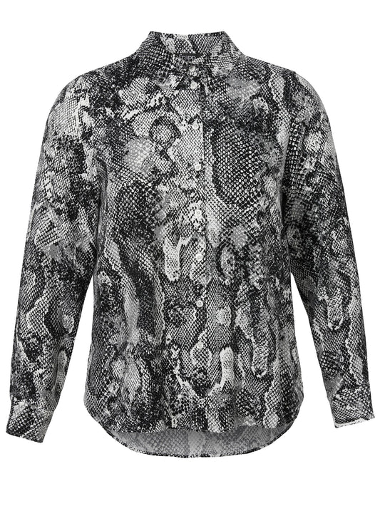 Bluse Hemdkragen 1/1 Arm Druck (Black Multicolor)