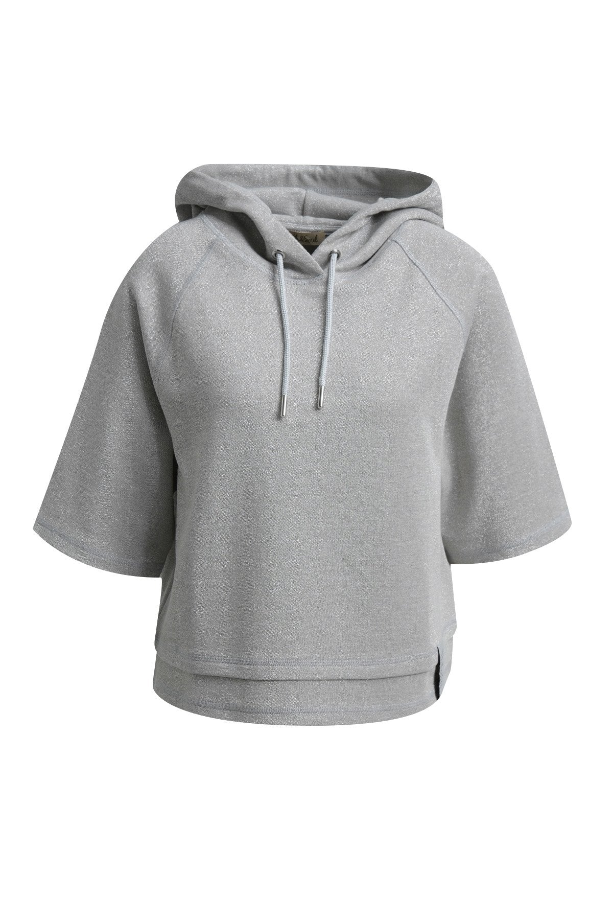 Boxy Cropped Metallic Hoodie Shortsleeve (Sand Melange)