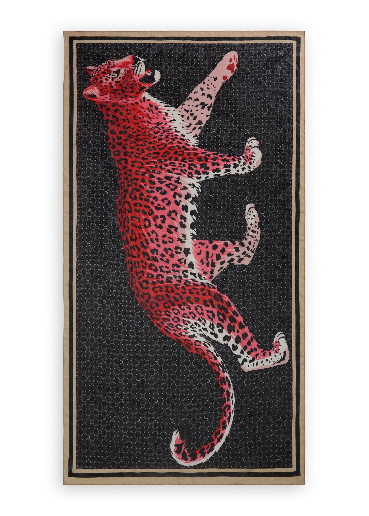 Schal aus recyceltem Polyester mit Monogramm-Muster und Leopard (Blk2 Schwarz)