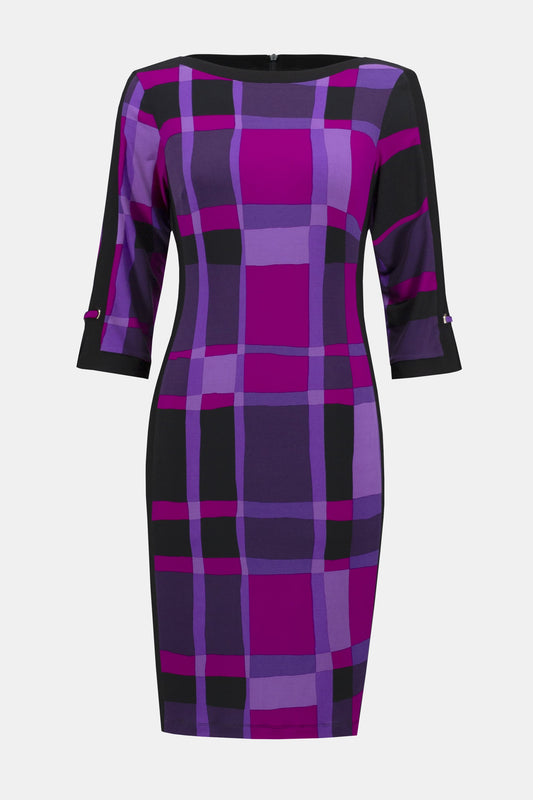 Etuikleid aus Jersey mit Karomuster (Violett/schwarz)