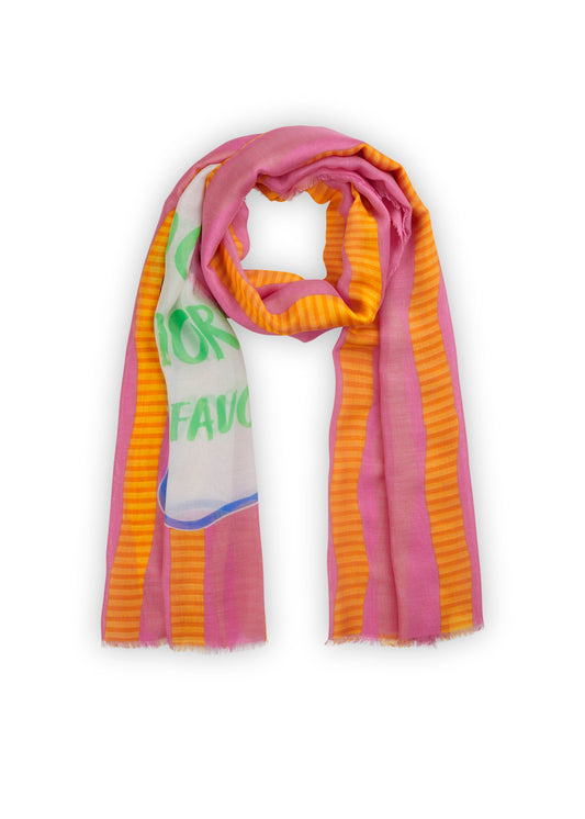 gedruckter Schal aus weicher Viskose-Model-Mischung mit More-Amore-Druck (Pin2 Pink)
