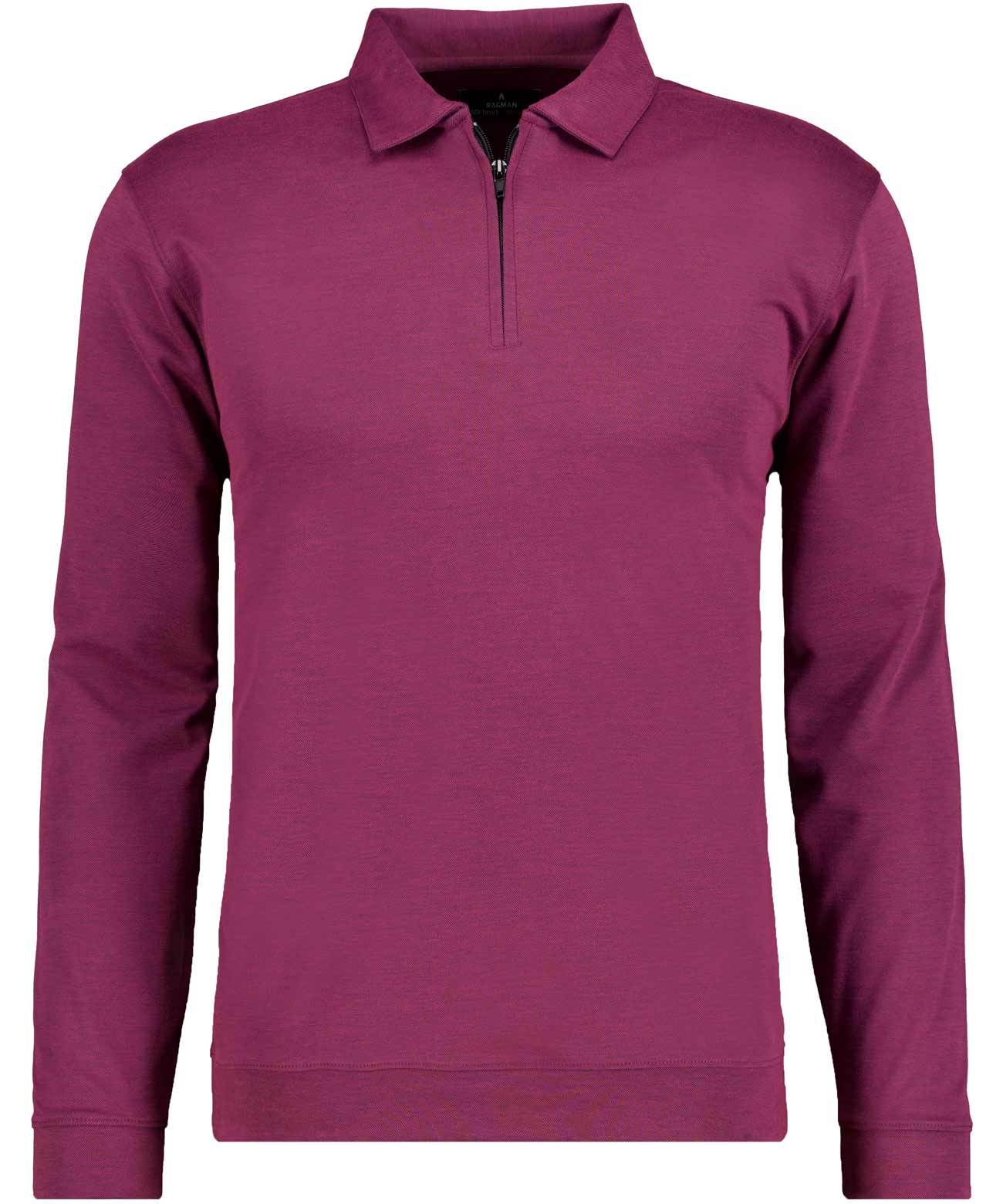 Softknit-Polo mit Zip, Velvet Touch (Beere)