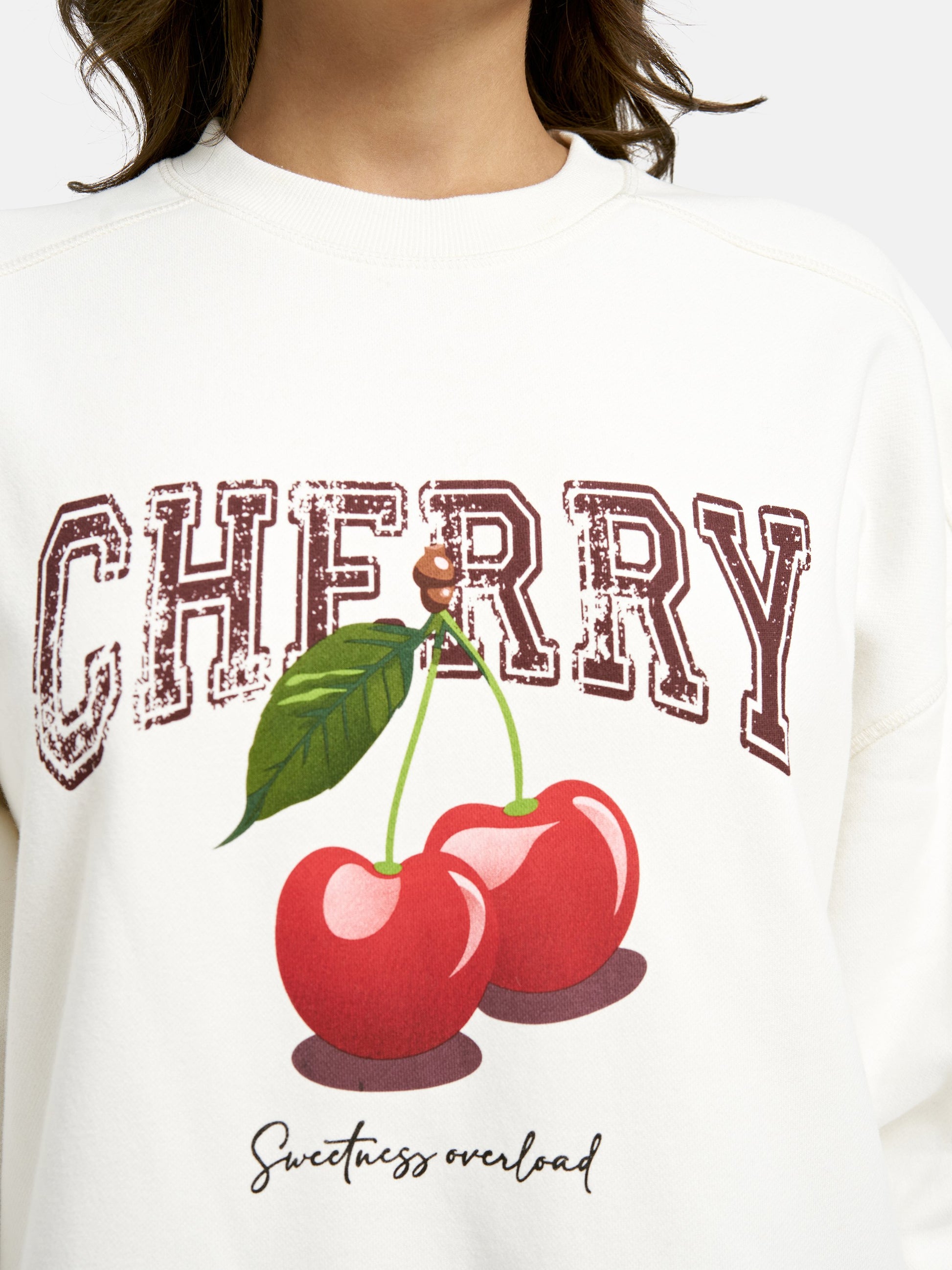 Sweatshirt Cherry Print (Cream White)