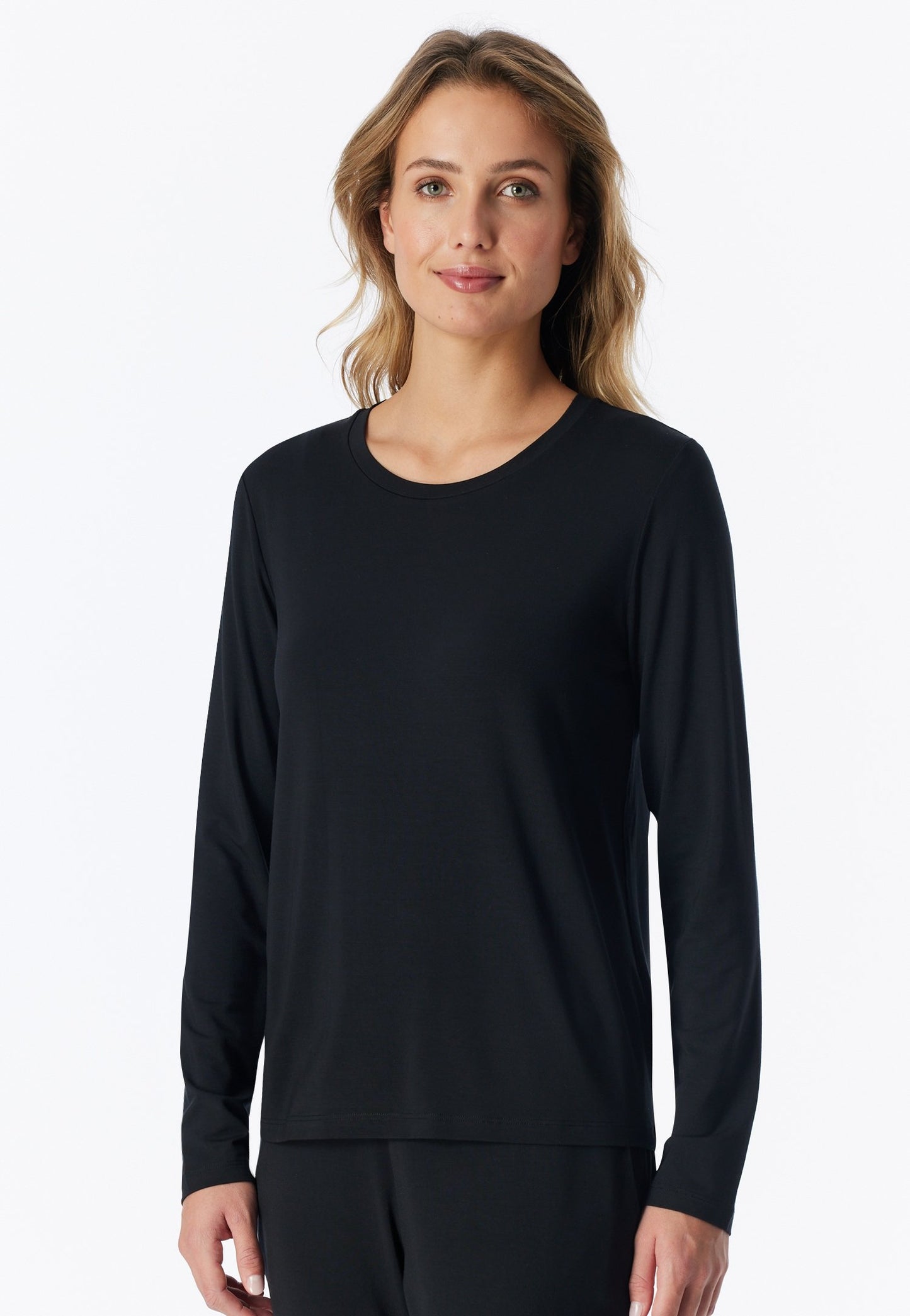 Shirt langarm Rundhals (Schwarz)