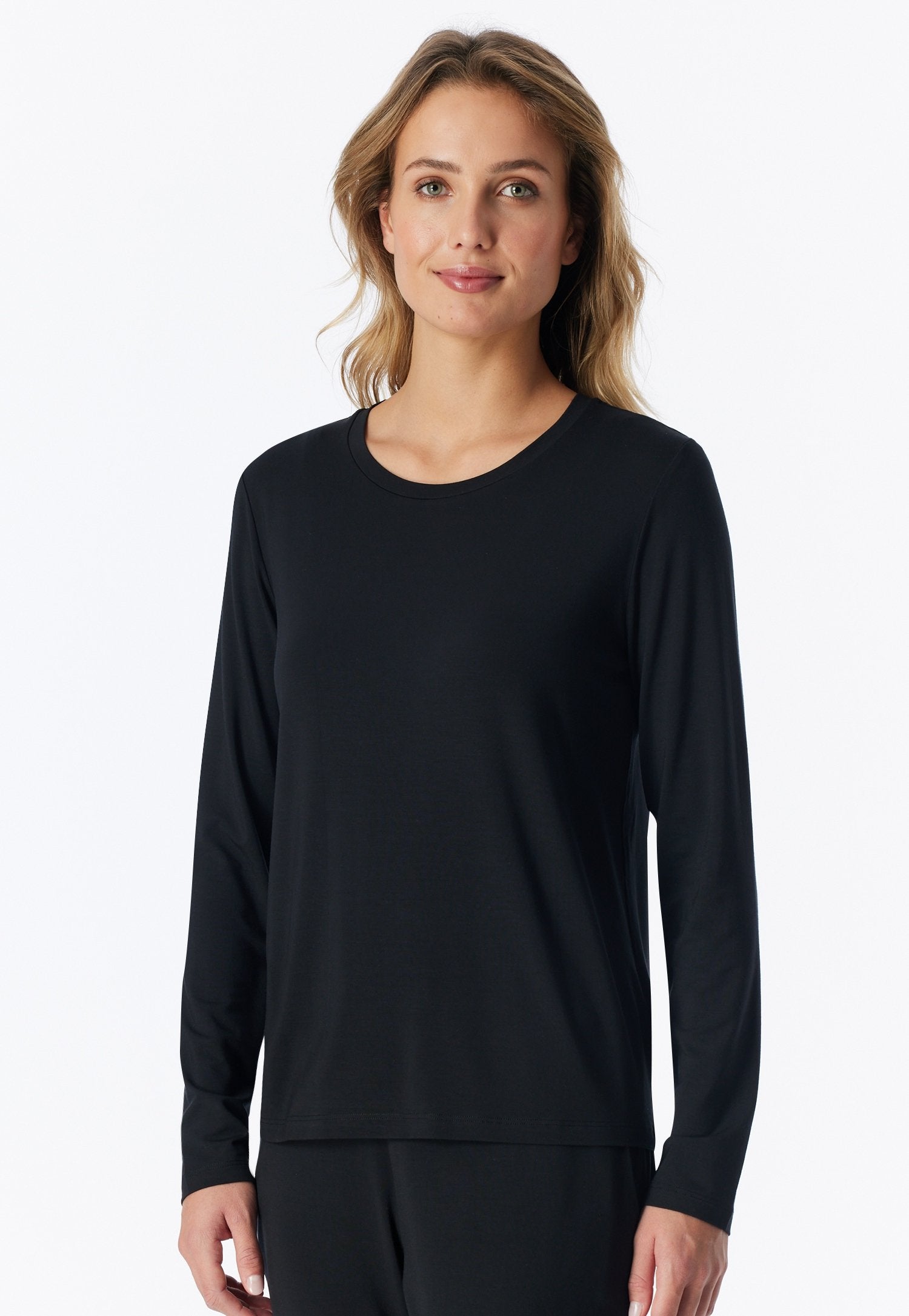 Shirt langarm Rundhals (Schwarz)