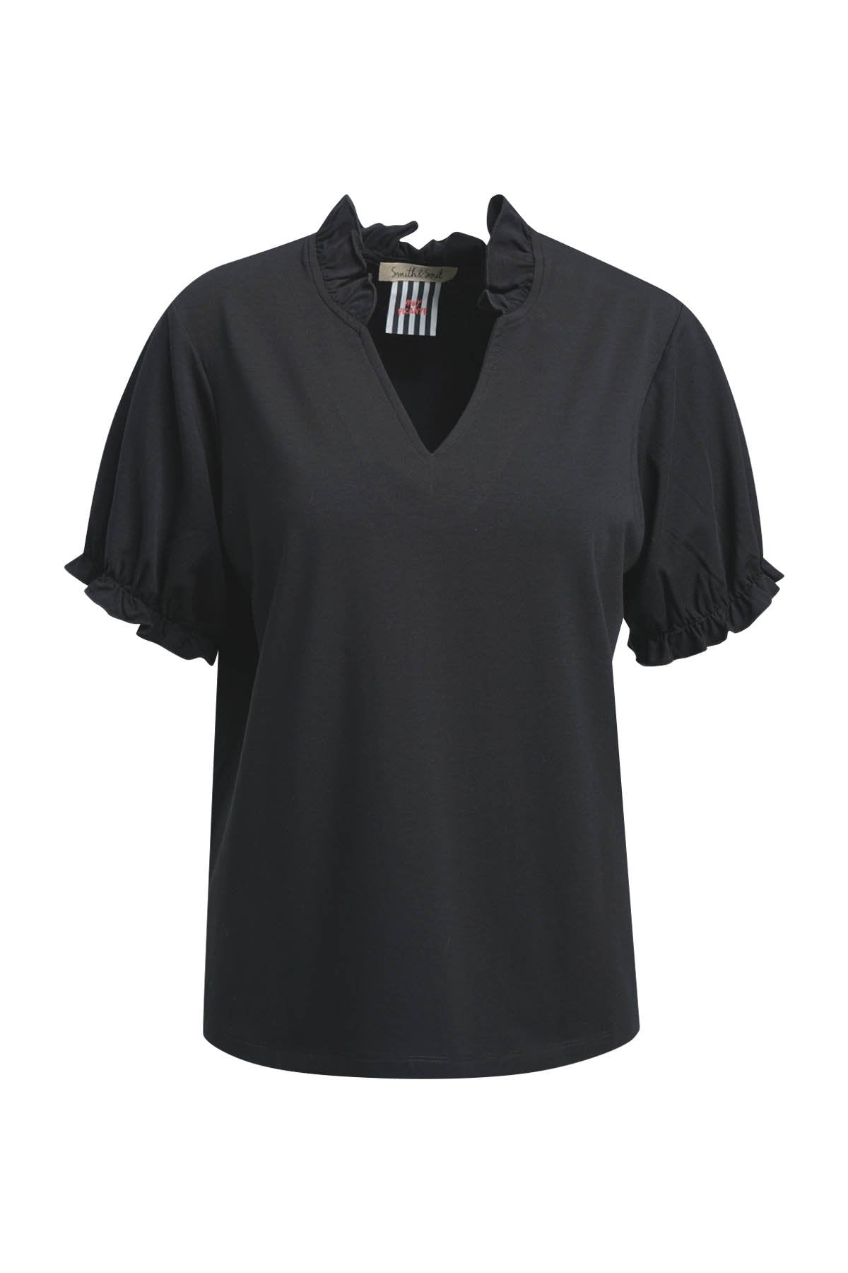 Relaxed T-Shirt Ruffle Sleeves (Black)