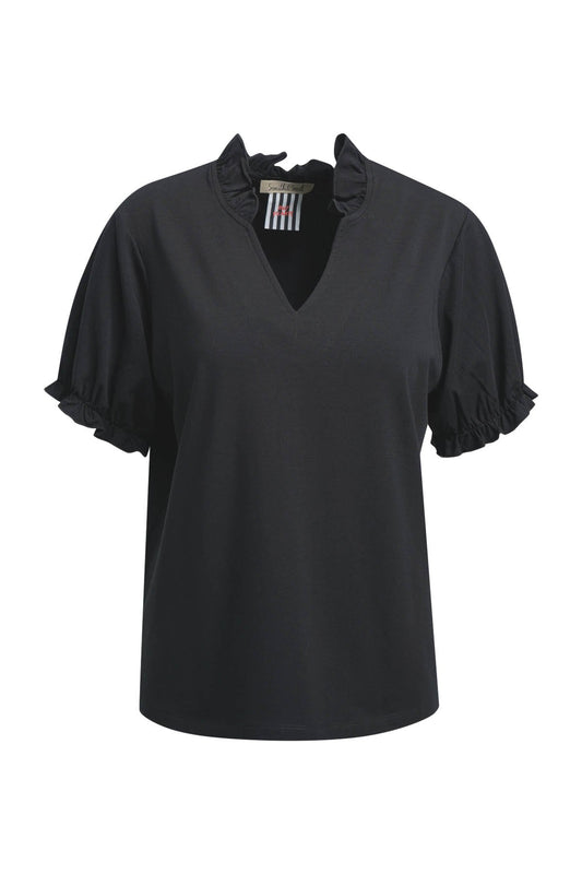 Relaxed T-Shirt Ruffle Sleeves (Black)