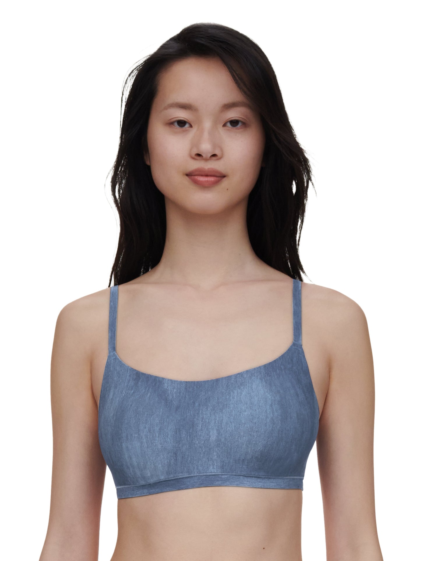 SOFTSTRETCH Bustier mit Rundhalsausschnitt (Blue Denim Print)