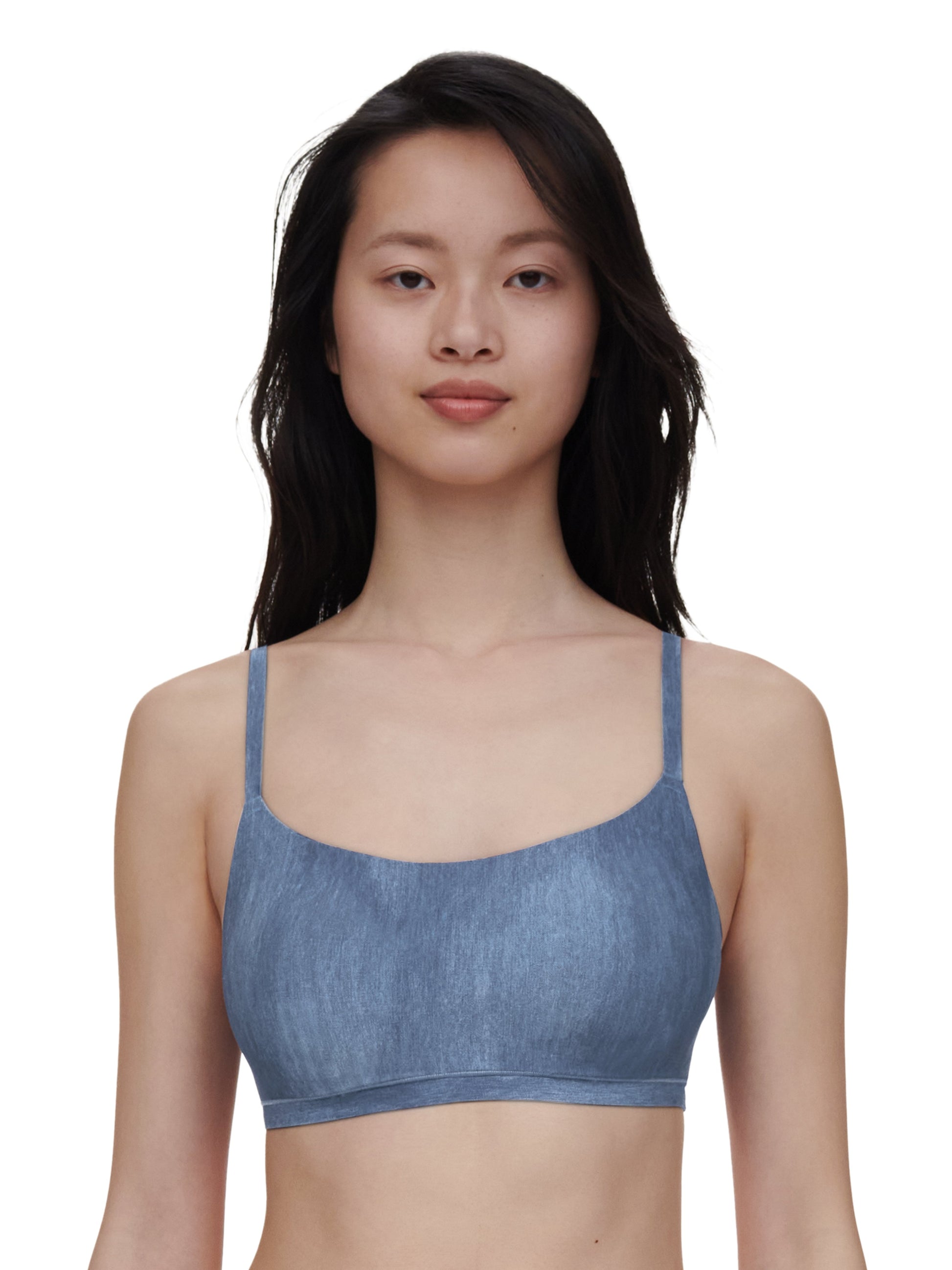 SOFTSTRETCH Bustier mit Rundhalsausschnitt (Blue Denim Print)