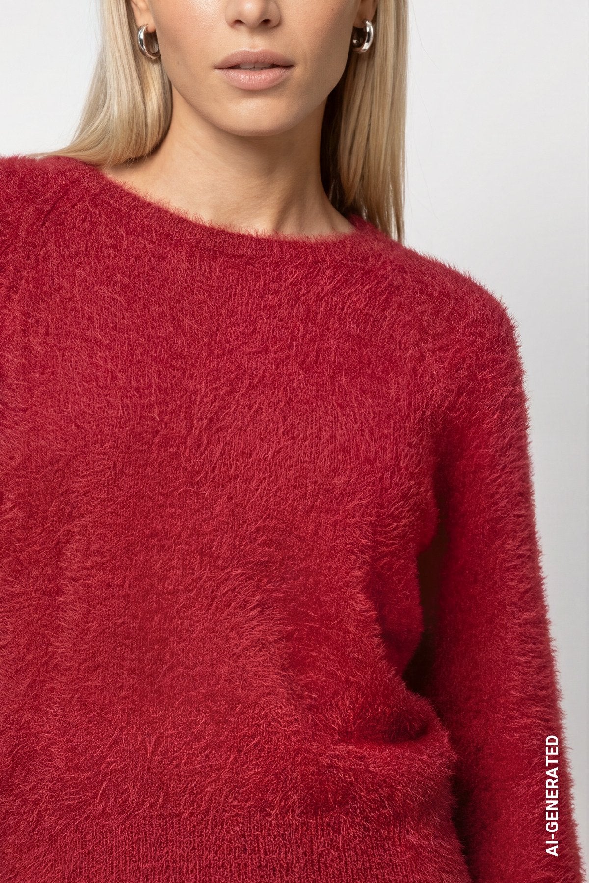 Strickpullover mit Plüsch (Red Dahlia)