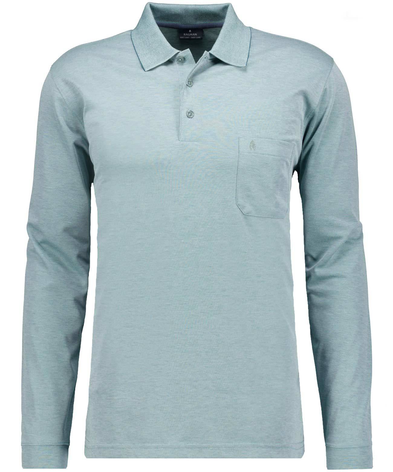 Softknit-Polo mit Brusttasche, Langarm (Salbei)