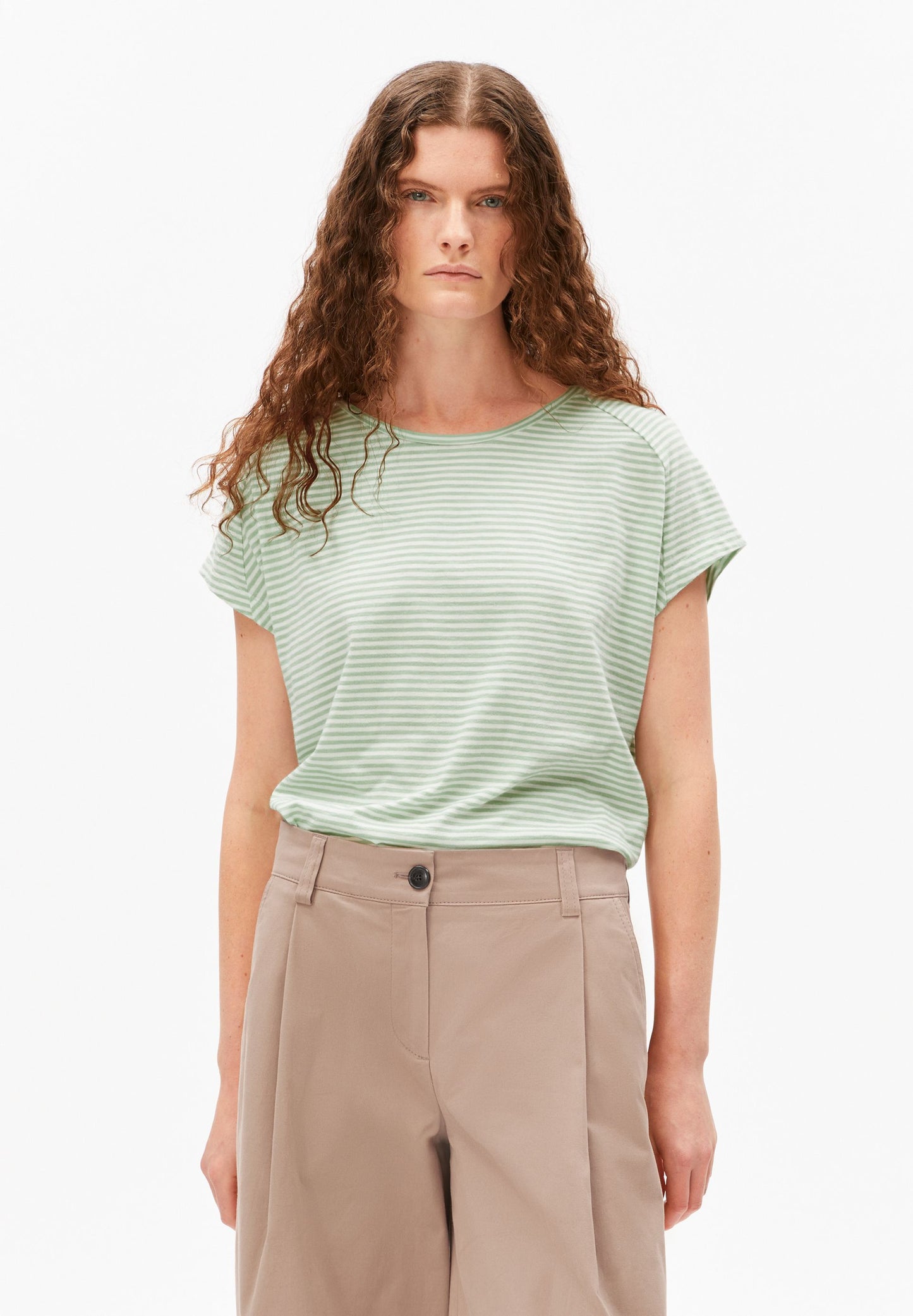 Slub Jersey Stripe T-shirt (Oatmilk-foam)
