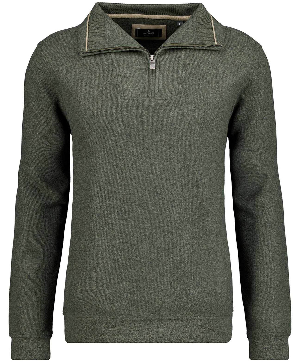Sweatshirt mit Troyer-Kragen (Oliv)