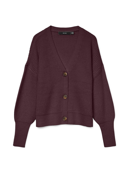 Vmlea Ls V-neck Cuff Cardigan Noos (Winetasting)