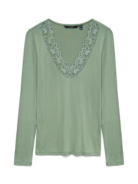 Vmrosa Ls V-neck Lace Top Ga Jrs Noos (Laurel Wreath)