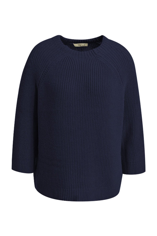 Ribbed Raglan Pullover (Marine)