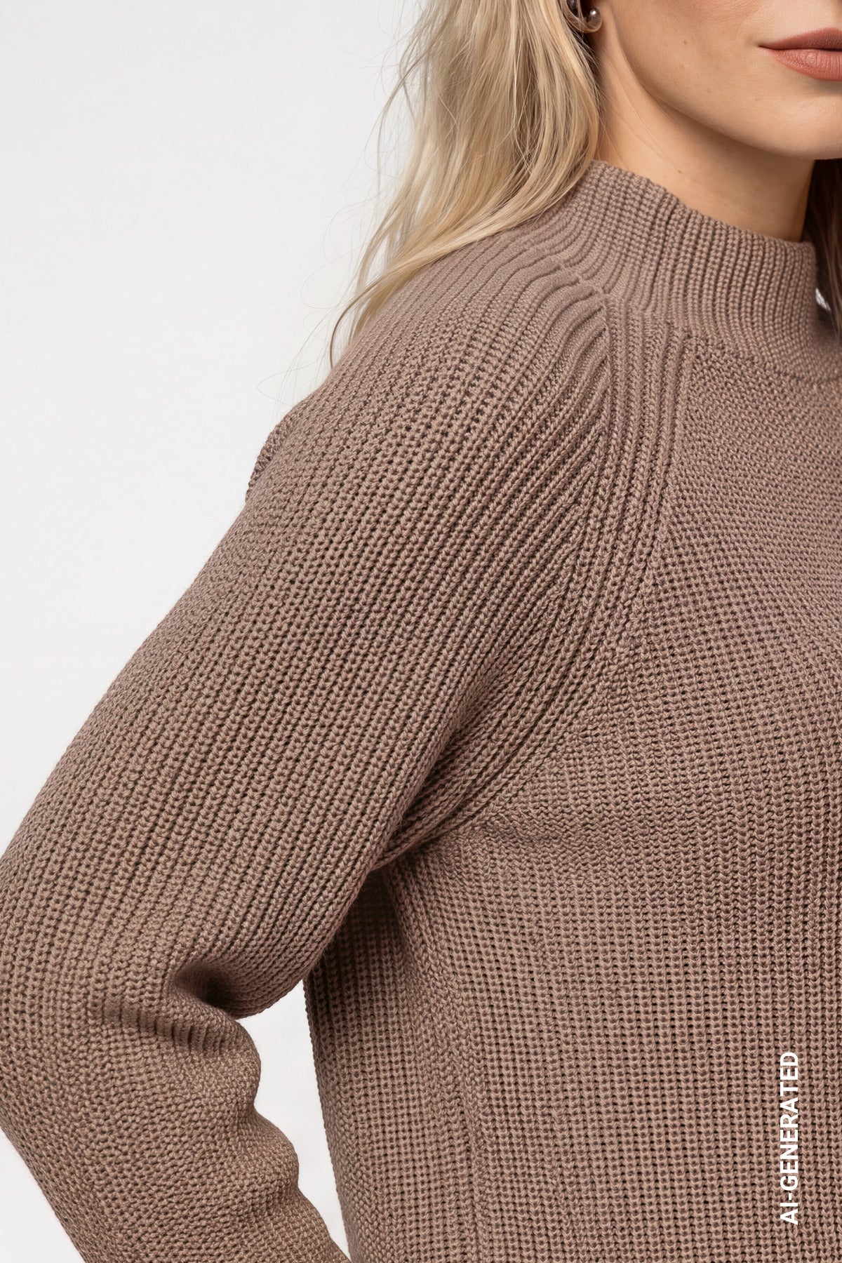 Strickpullover mit Stehkragen (Sesame)