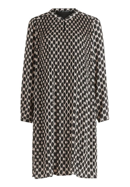 Plisseekleid (Black/beige)