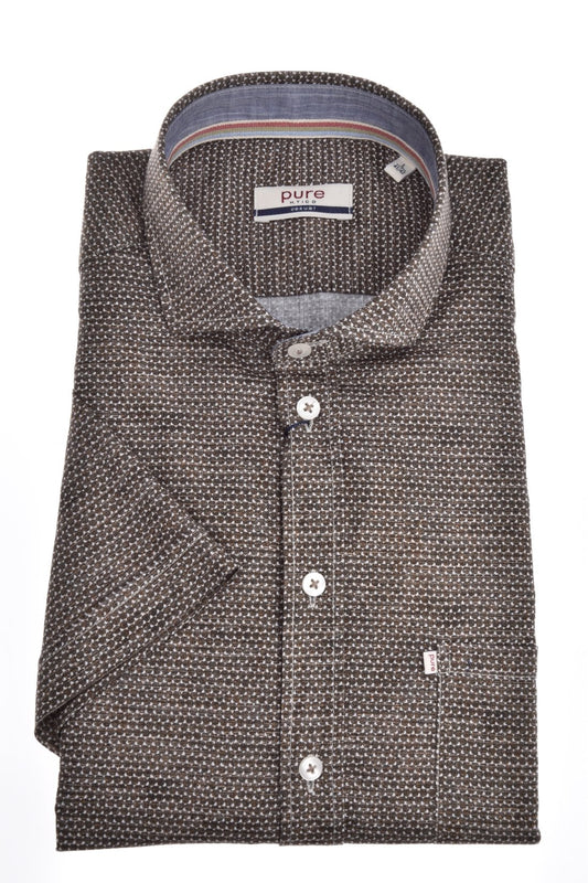 PURE- Casual Hemd Halbarm (Druck Ocker)
