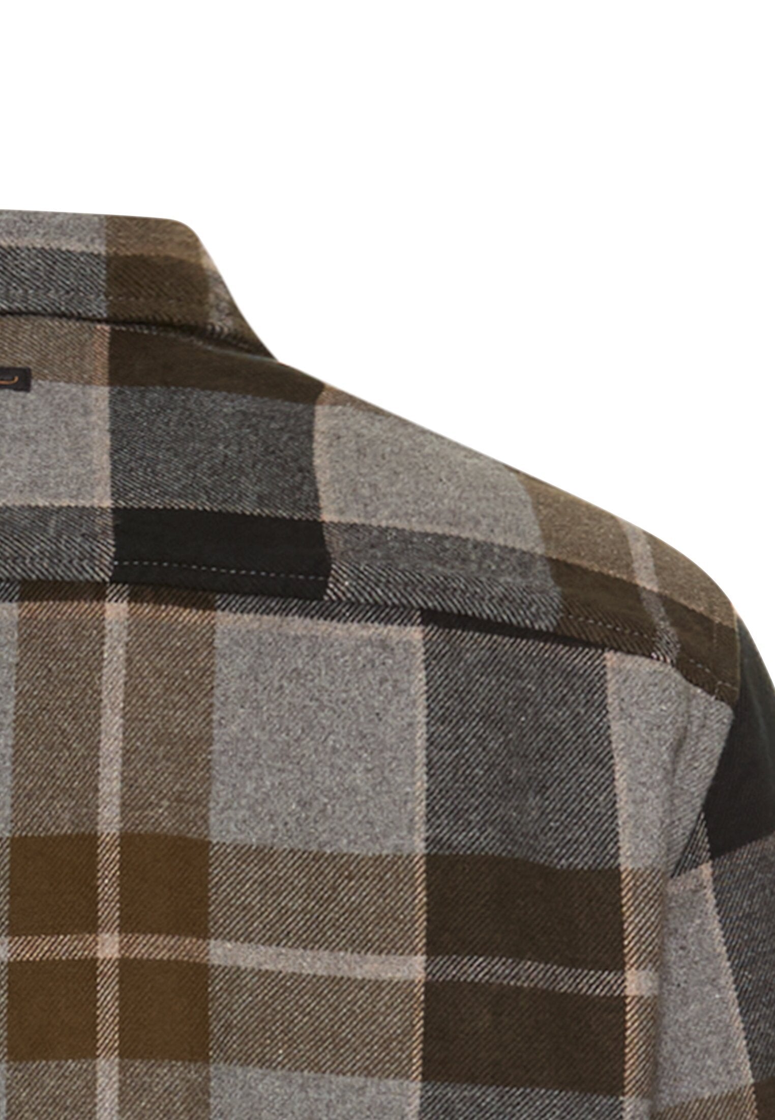 Flanellhemd mit Kontrastdetails und Brusttaschen (Asphalt)