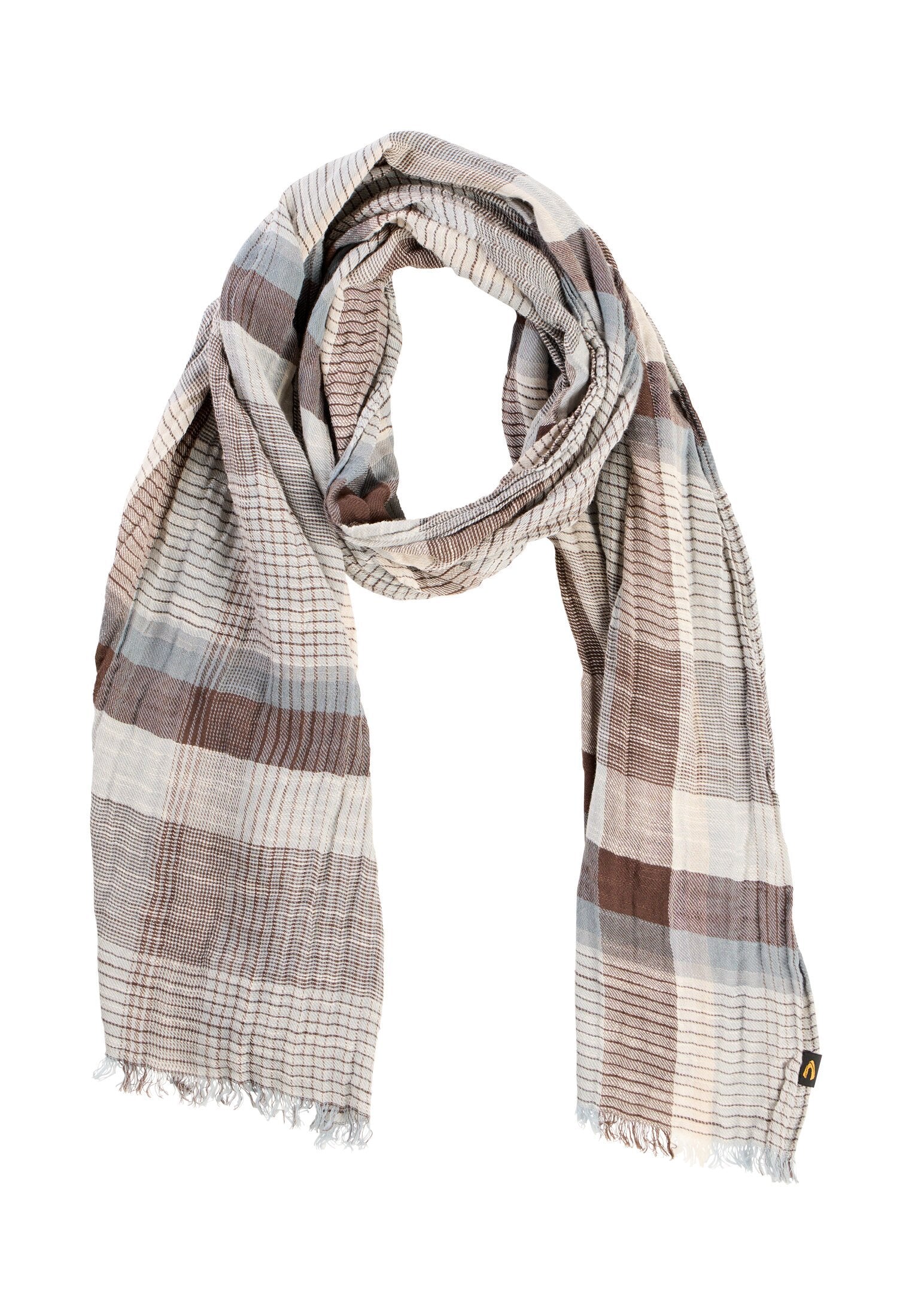 Multicolour Webschal aus Baumwoll-Twill (Earth Brown)