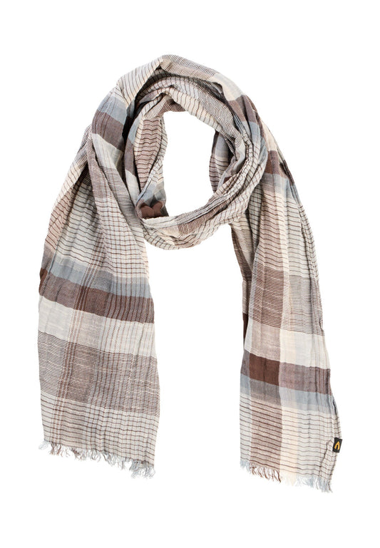 Multicolour Webschal aus Baumwoll-Twill (Earth Brown)